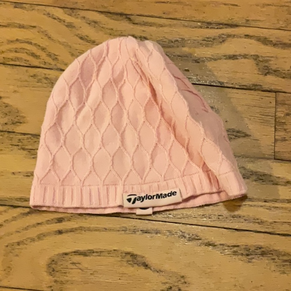 TaylorMade Pink Knit Hat with Argyle Pattern